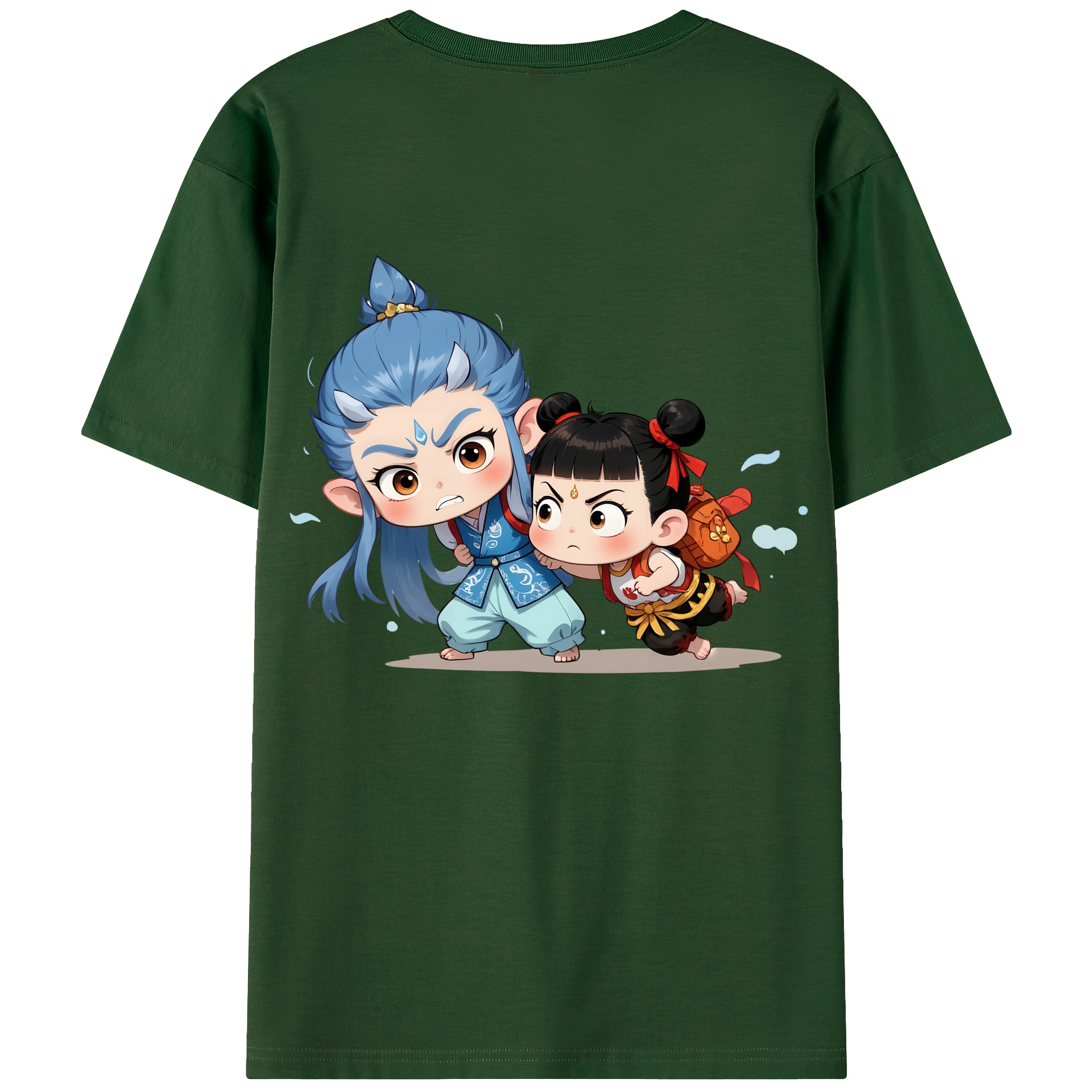 （画像用） Ne Zha 2 ナタ 魔童の大暴れ 綿100％半袖Tシャツ（背面プリント）
